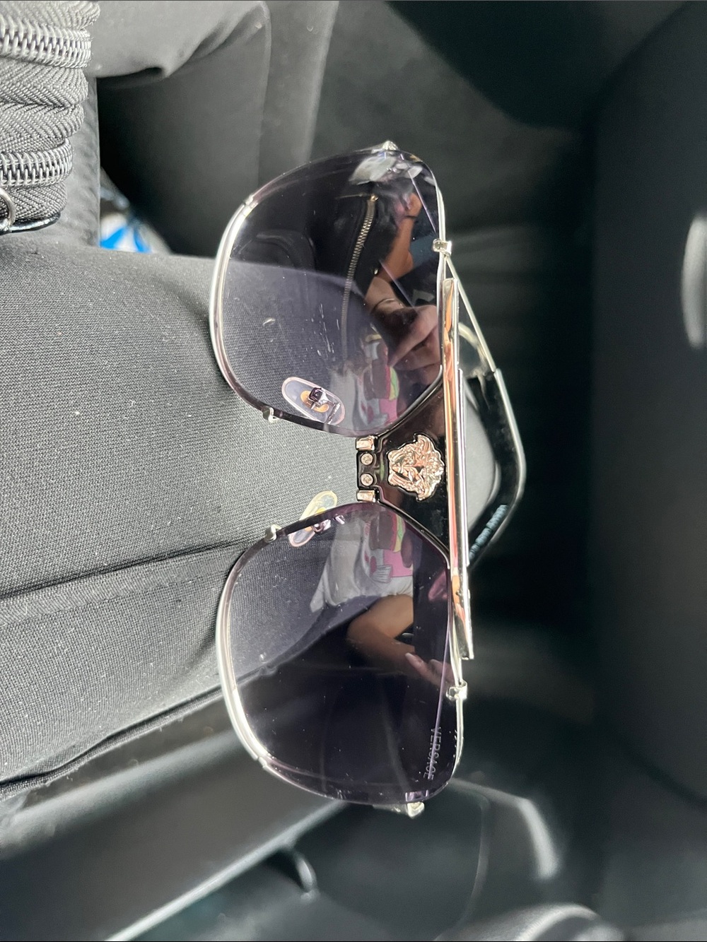 Versace Black Gradient Aviator Sunglasses with Gold Medusa Accent